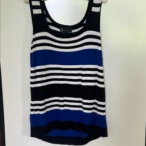 Lane Bryant Black, Blue and White Sleeveless Sweater